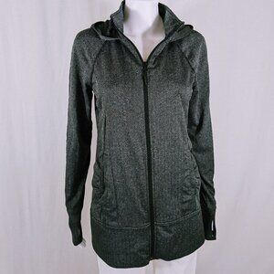 Mondetta Black and Gray Herringbone Zip Up Athletic Jacket Women's Size Small